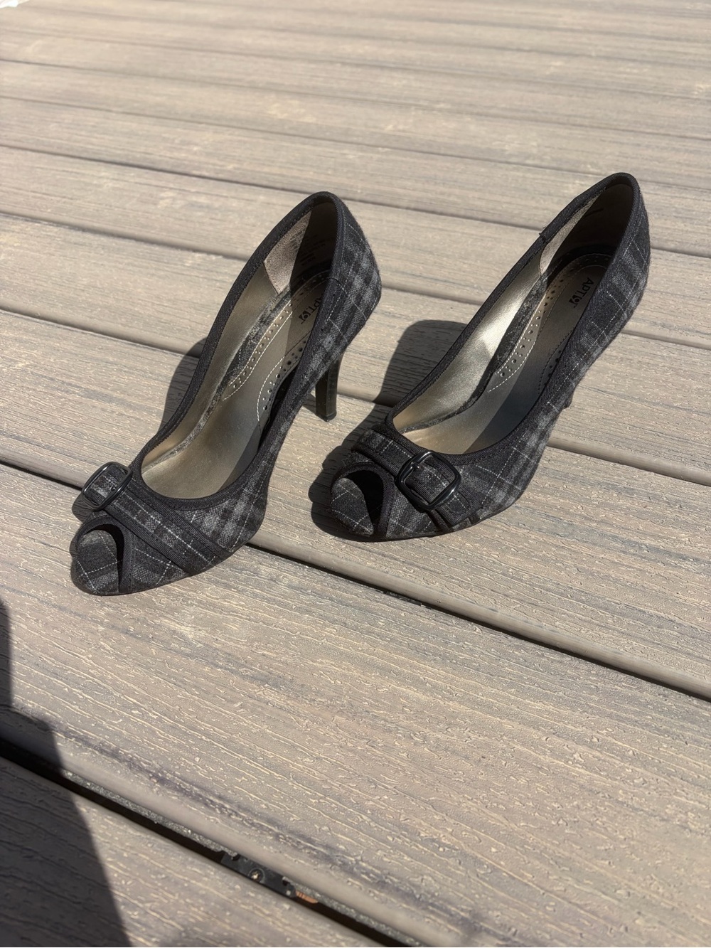 Apt. 9 Black Peep-Toe Buckle Pumps - Picture 2 of 7